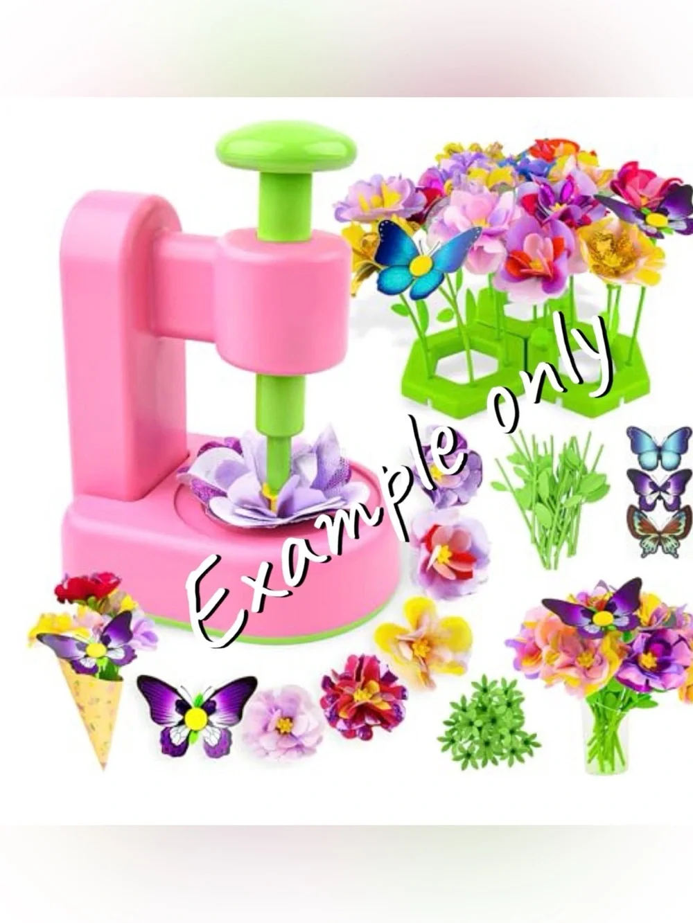 Kids Artificial Flower Machine Creative DIY Handmade Education Toy Pink & Beige